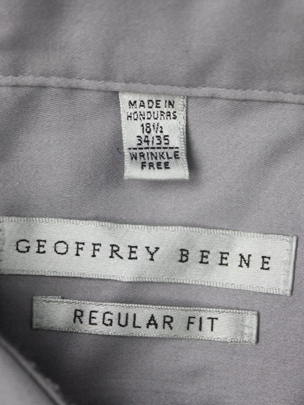 Geoffrey Beene Shirt Men 18 1/2, 34/35 Gray Regular Fit Wrinkle Free Long Sleeve